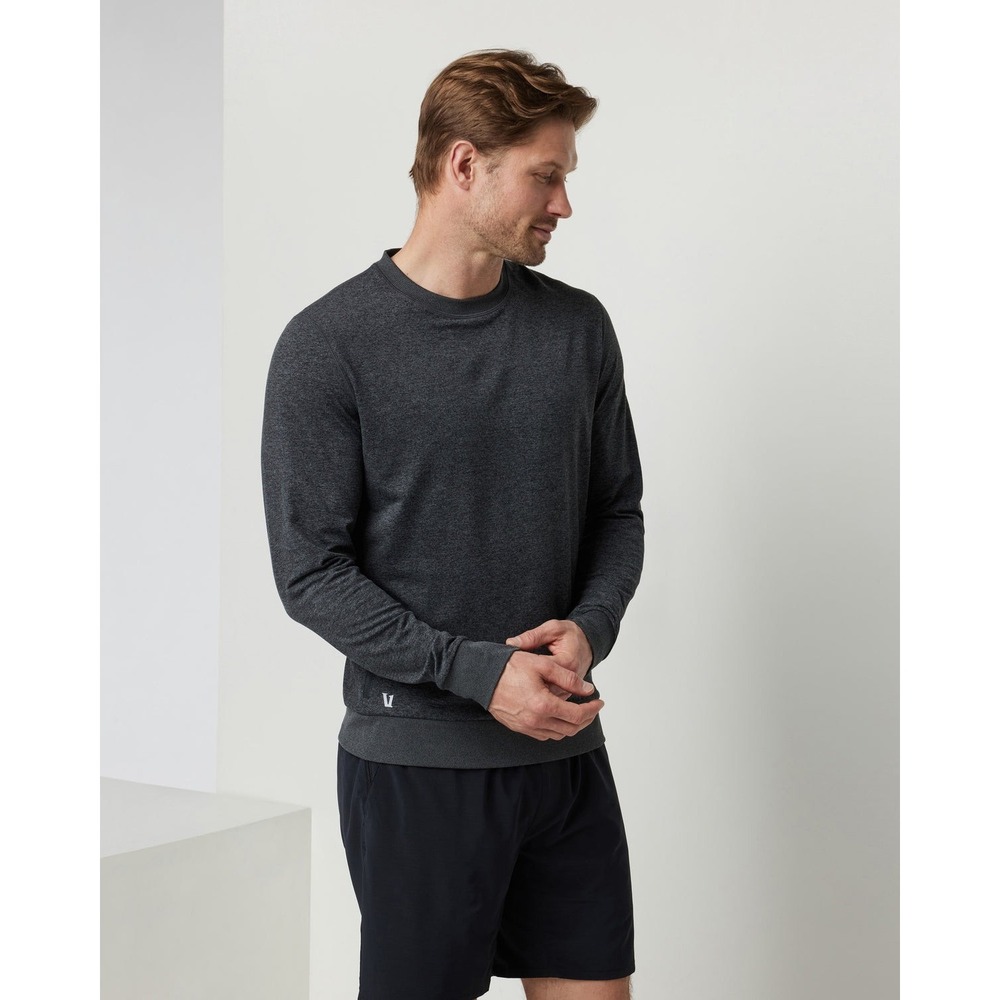 Vuori Ponto Performance Crew Sweatshirt Men Large Charcoal Heather DreamKnit EUC
